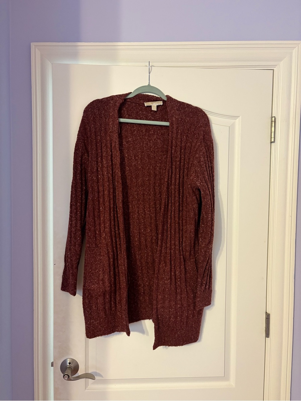 MICHAEL Michael Kors Open-Front Maroon Cardigan